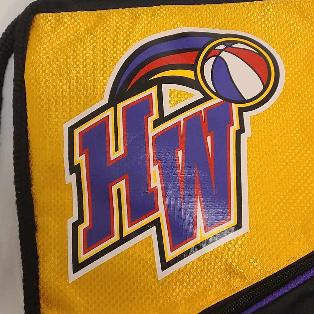 Harlem Wizards Basketball String Bag Travel Bag Bookbag Black Yellow Purple OS